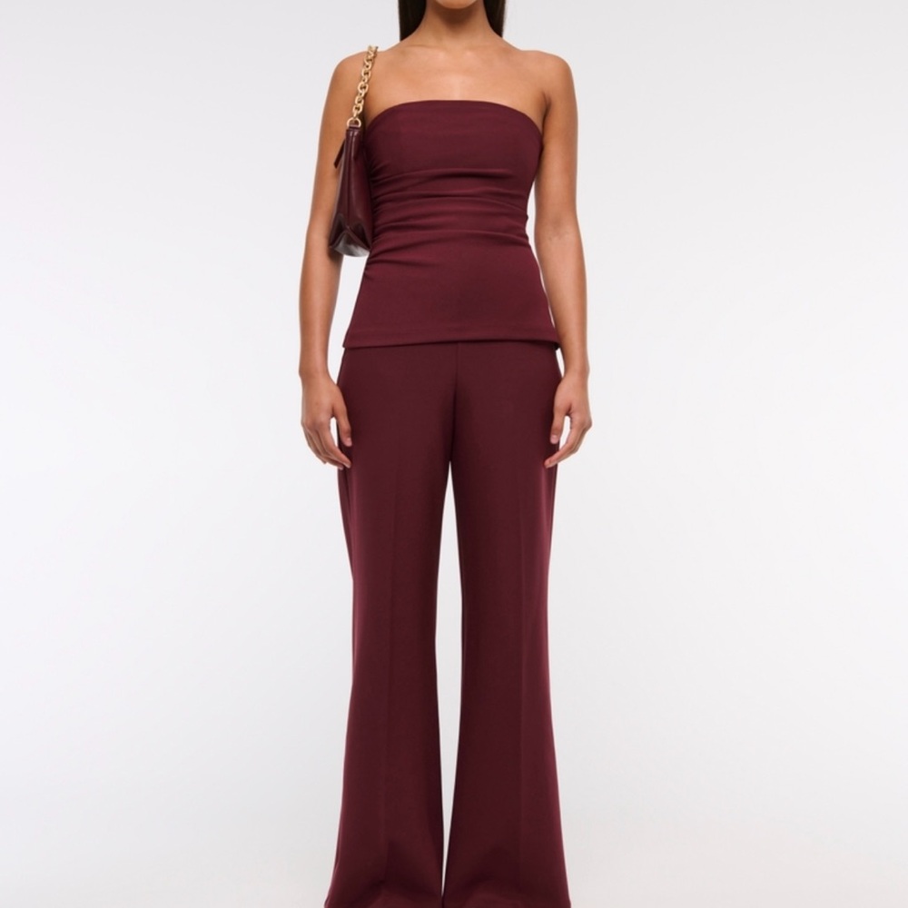 Abercrombie Strapless Ruched Peplum Jumpsuit